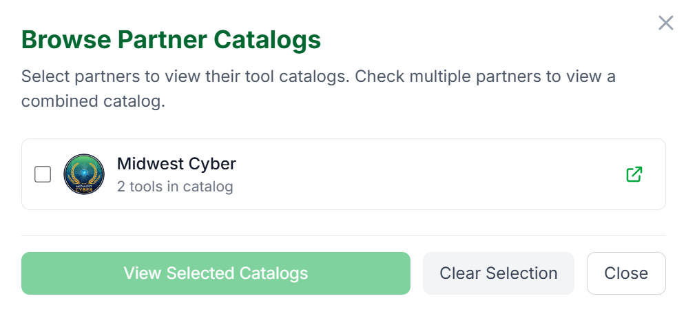 Partner catalog and market-analysis view in ToolMapper
